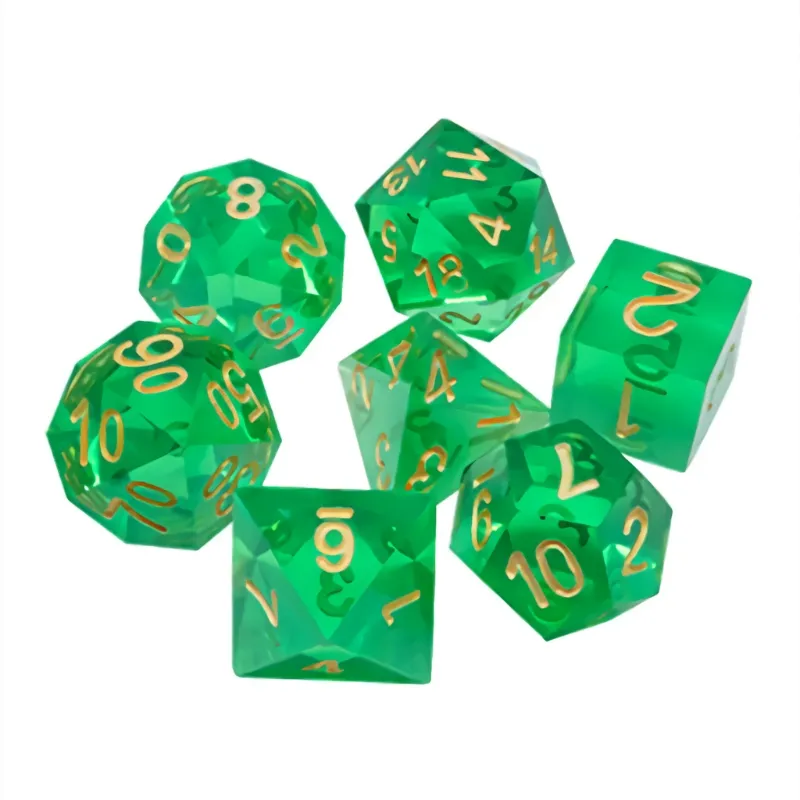 7pcs Resin Multifaceted Tabletop Role Playing Gameing Dices Polyhedral Shapes - Gn