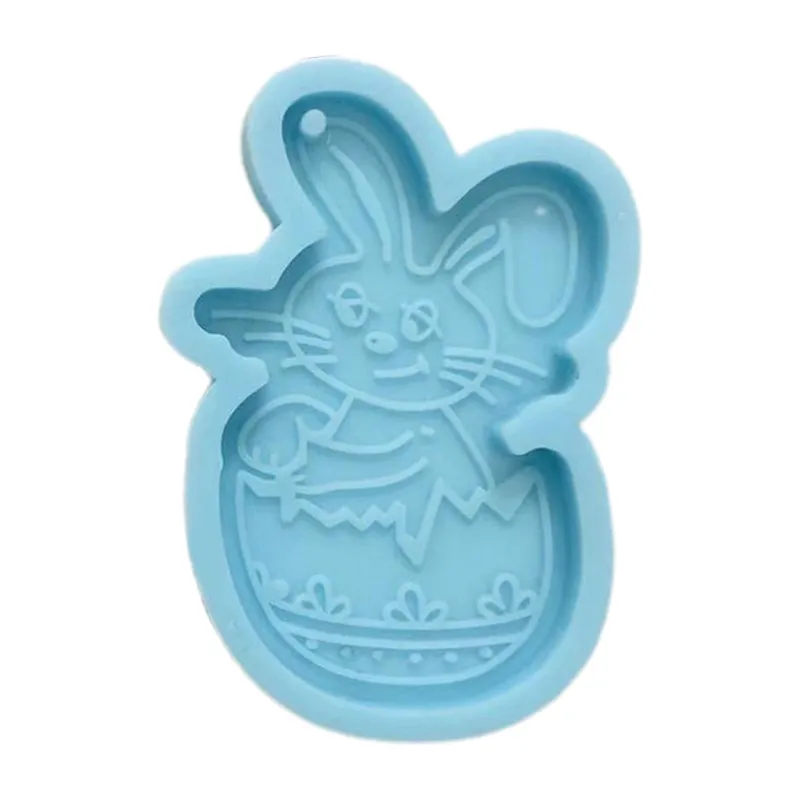 Chaveiro Resina Molde Diy Artesanato Páscoa Coelho Cenouras Pendente Silicone Molde Handmade Glossy Key Chain Decoração Mold - 3