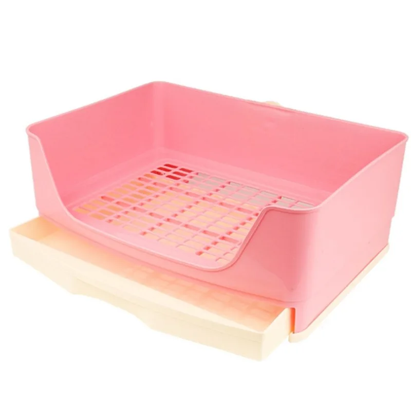 Caixa De Banheiro Da Gaiola Do Coelho De Canto Com Gaveta De Areia Pan Para Chinchilla Hedgehog Dog - Rosa
