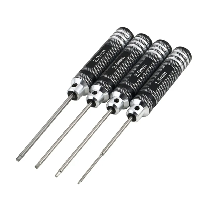 4pcs/set Allen Hex Chaves De Fenda H1.5mm / 2.0mm / 2.5mm / 3.0mm Hexagon Chave De Fenda Para Modelo Aeronave Diy Ferramentas Manuais - Preto