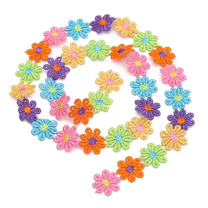 15 Metros Multicolore Daisy Sun Flor Decorando Renda Bordado Trim Ribbon Applique Para Diy Costura De Suprimentos Artesanais
