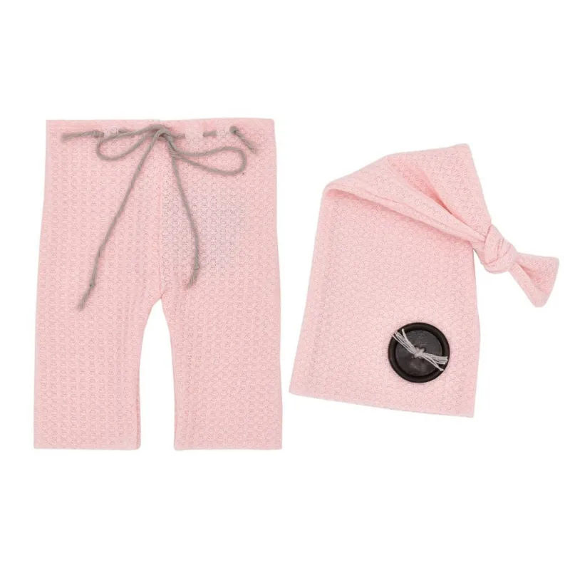 Baby Boy Girl Pants Hat Settrics Long Tail Tail Head Wrap Turban Beanie - Pink