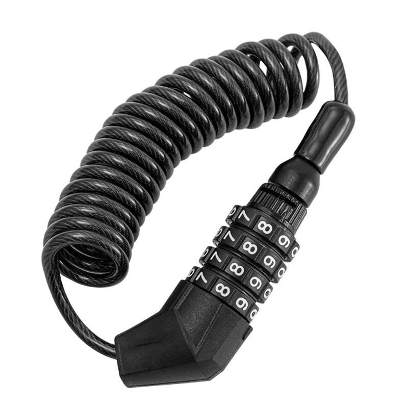 Bloqueio De Corrente De Capacete Para Scooter Moto Moto Lock Cabo 4 Dígitos Password Combin - Preto