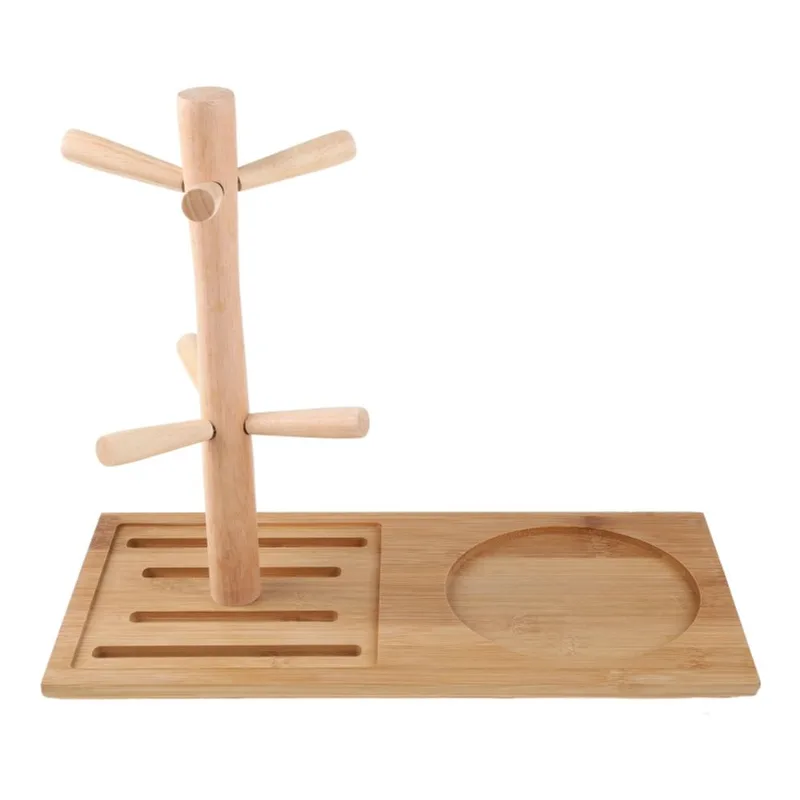 6 Ganchos Porta-caneca Tree Wood Café Xícara De Armazenamento Suportes De Armazenamento Casa Cozinha Mesa Mesa Pendurado Tela Rack Suprimentos