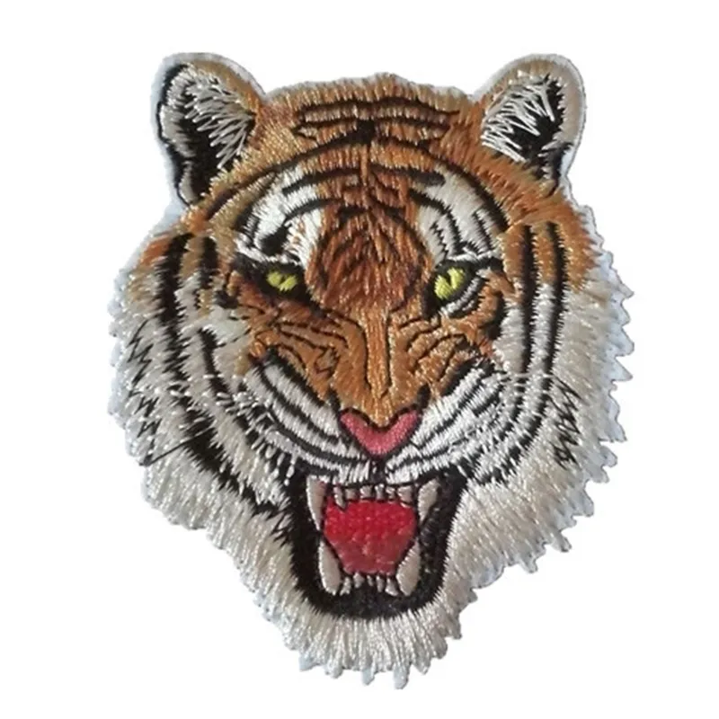 Ferro Em Patches Rugindo Listrado Tigre Bordado Patch Para Motociclista Colete Costura Em Appliques Para Jaquetas Jeans - L
