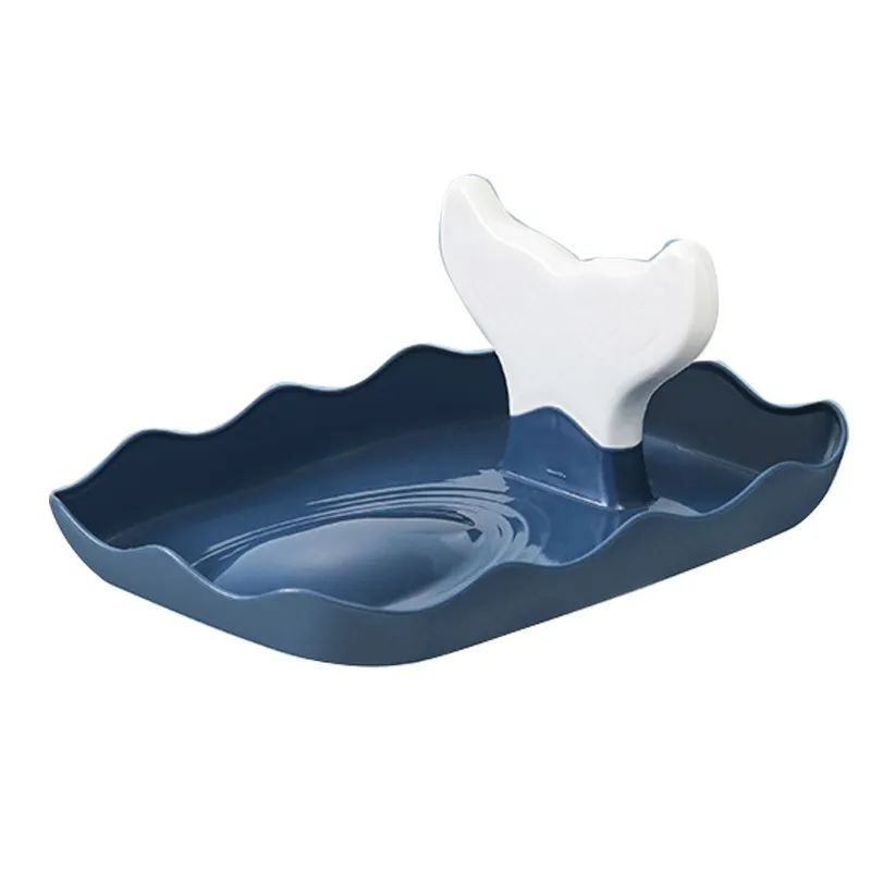 Suporte De Tampa Da Cauda De Peixe Colher De Descanso Concha Caixa De Prateleira Rack De Utensílios - Azul