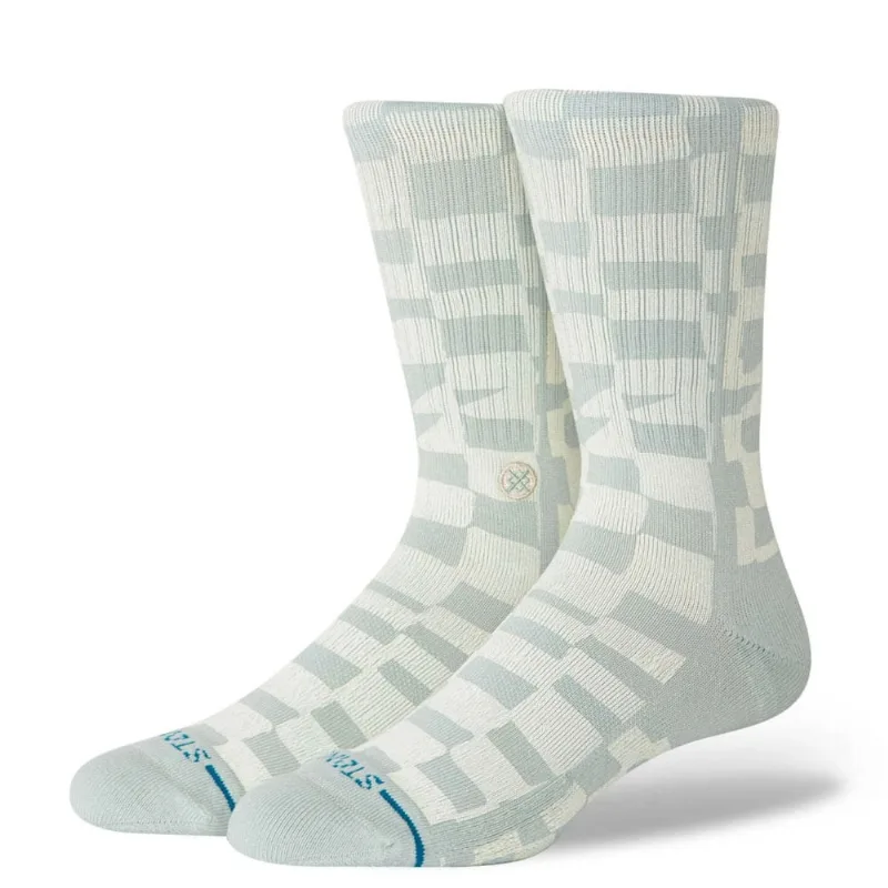Meia Stance Wave Check Crew Azul Claro