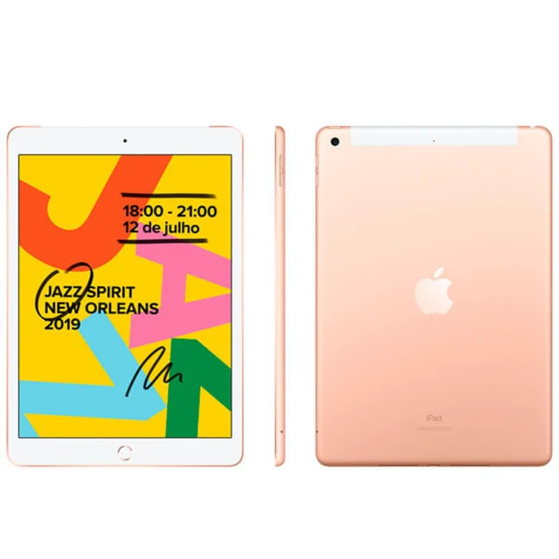 iPad 7 Apple, Tela Retina 10,2", 32GB, Dourado, Wi-Fi + Cellular- MW6D2BZ/A