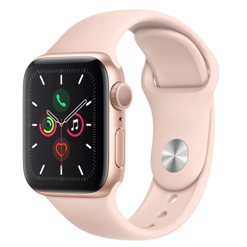 Apple Watch Series 5 GPS, 40 mm, Alumínio Dourado, Pulseira Esportiva Areia Rosa e Fecho Clássico - MWV72BZ/A