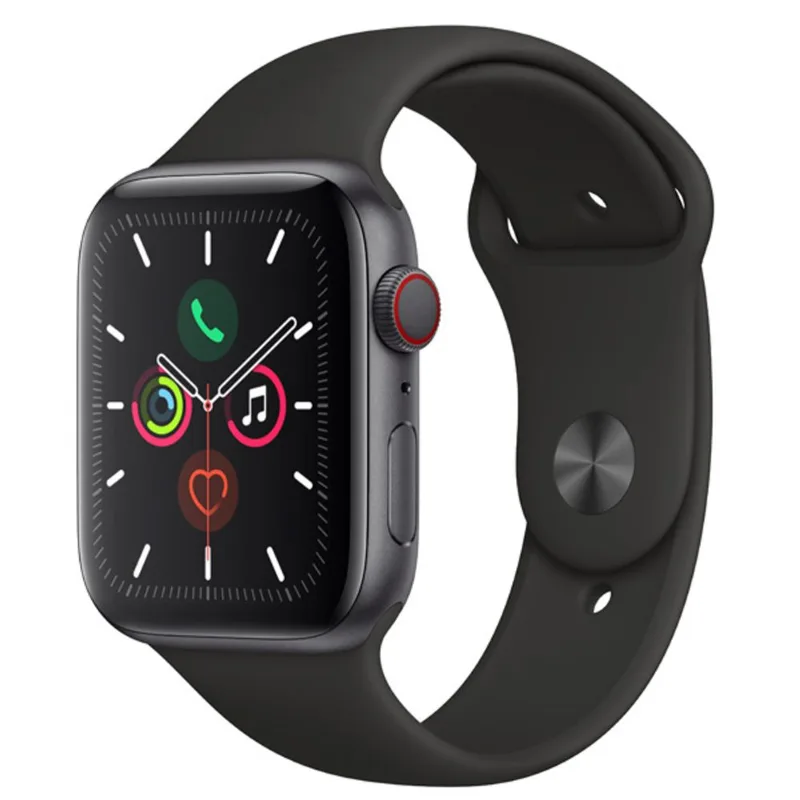 Apple Watch Series 5 Cellular + GPS 44mm Alumínio Cinza Espacial Pulseira Esportiva Preto e Fecho Clássico - MWWE2BZ/A