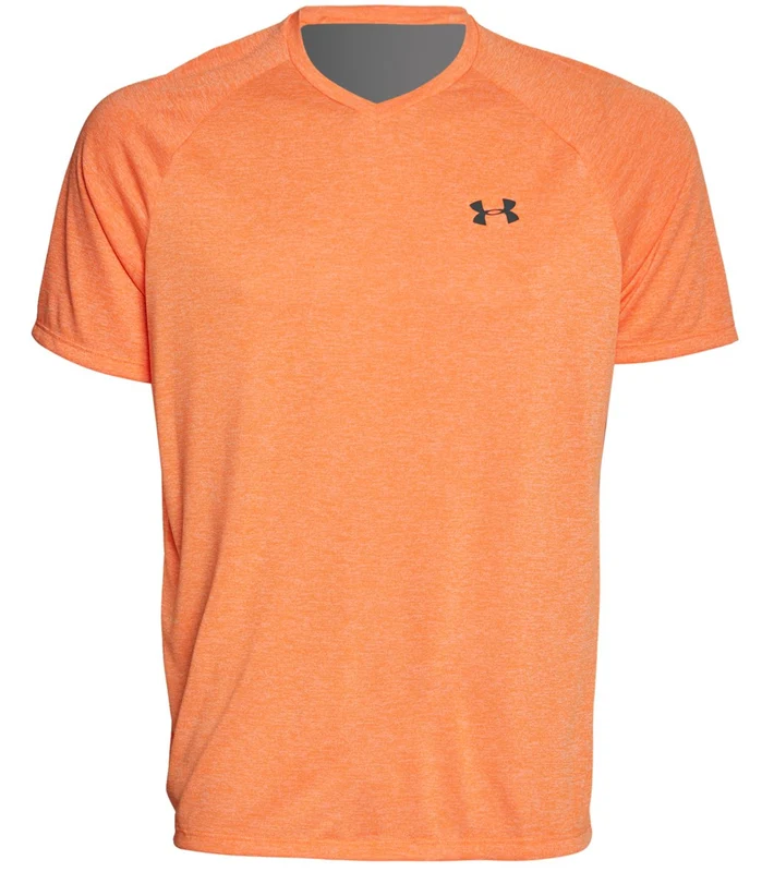 Under Armour Men's UA Tech 2.0 Short Sleeve V-Neck Tee Orange Glitch/Pitch Gray / Medium