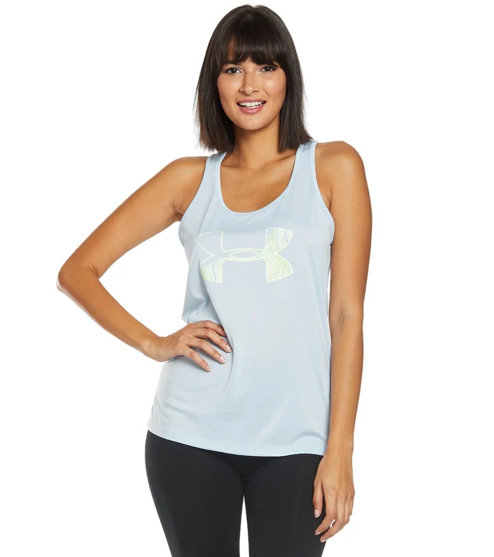 Under Armour Women's UA Tech Graphic Tank Coded Blue/Hi-Vis Yellow / L