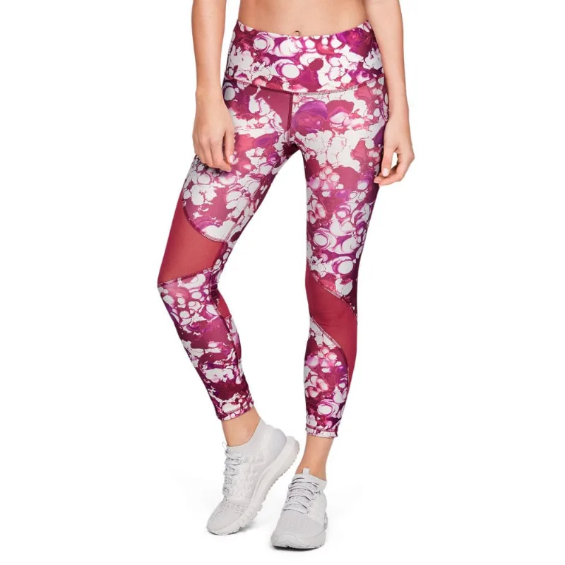 Calça Legging Capri Feminina Under Armour HG Armour AnklCrop Print PP Rosa