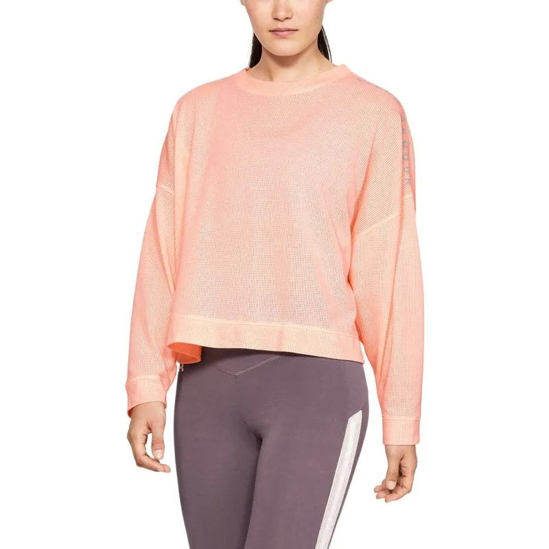 Moletom de Treino Feminino Under Armour Mesh Around Oversize Crew M Rosa