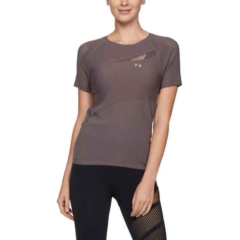 Camiseta de Treino Manga Curta Feminina Under Armour Warrior Knit P / Marrom
