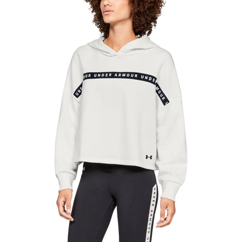 Casaco de Treino com Capuz Feminino Under Armour Taped Fleece PP Branco