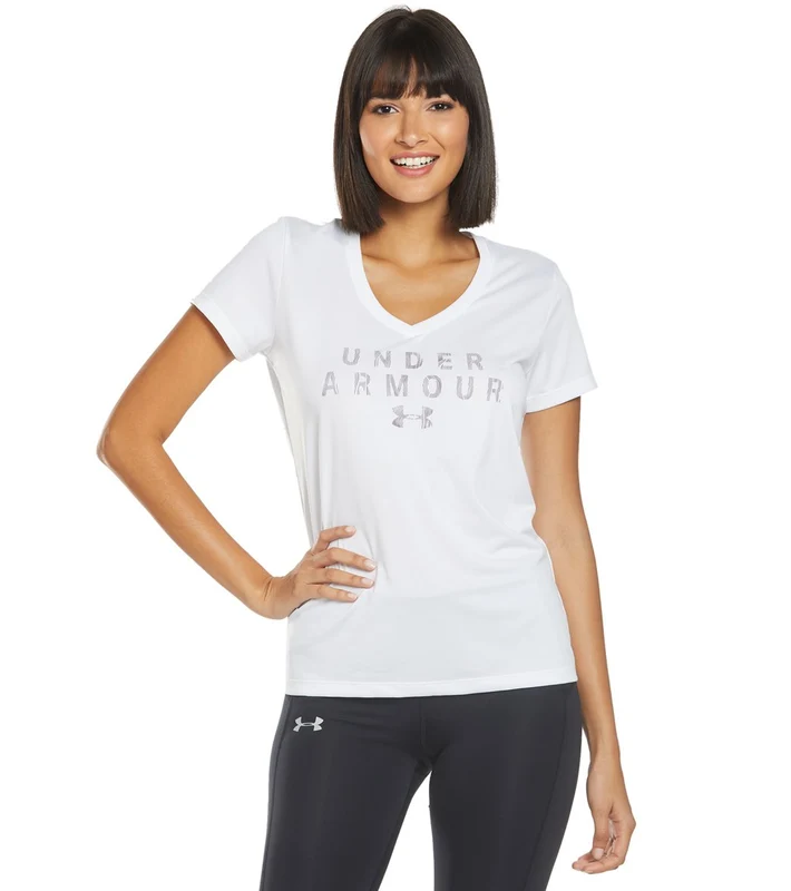 Under Armour Women's UA Tech Graphic Tee White/Purple Prime / XS