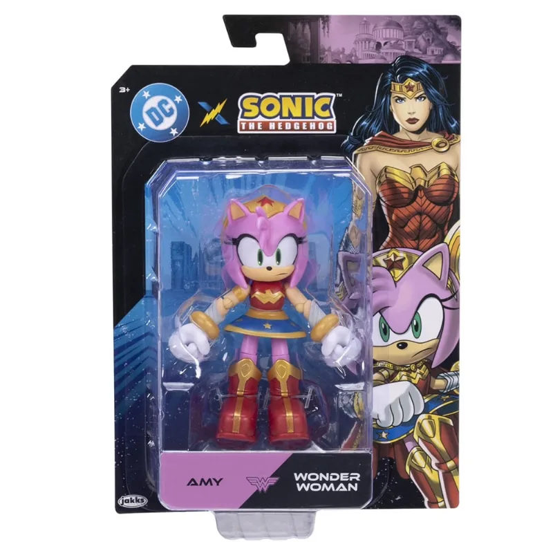 Figura DC x Sonic - Amy Wonder Woman Articulado 13 cm