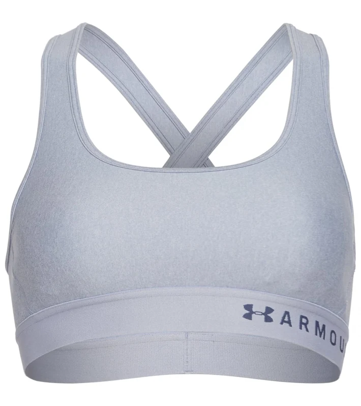 Under Armour Women's Mid Crossback Heather Sports Bra Purple Dusk Light Heather / / Blue Ink / XL