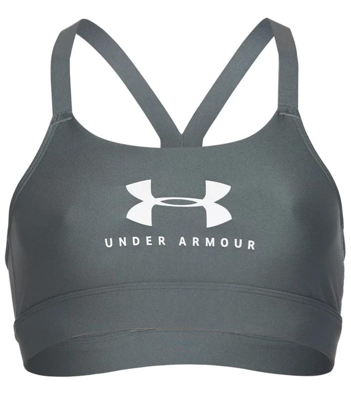 Under Armour Women's Mid Sportstyle Graphic Sports Bra Pitch Gray / Pitch Gray / White / L