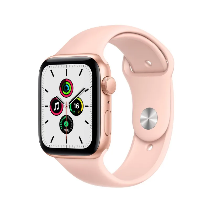Apple Watch SE GPS 44mm Caixa Dourada de Alumínio com Pulseira Esportiva Areia-Rosa