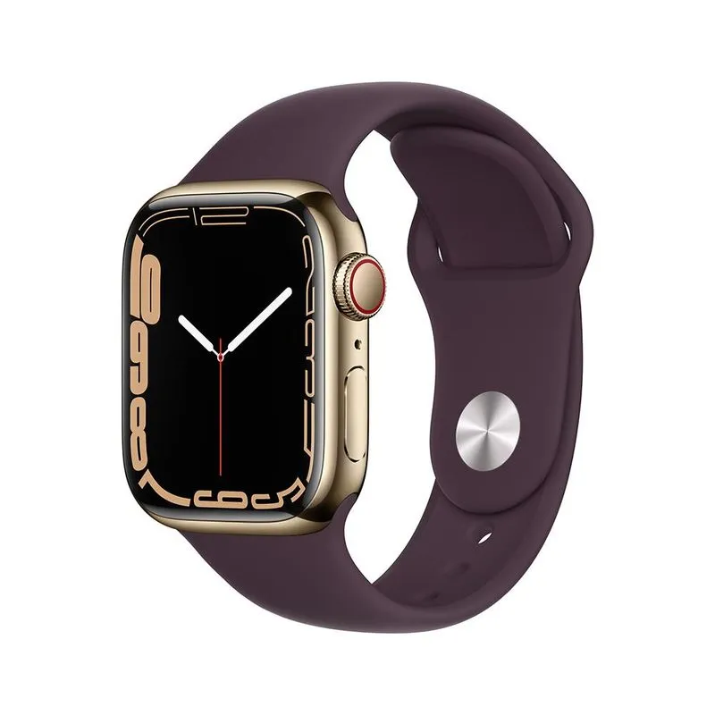 Apple Watch Series 7 (gps + Cellular, 41mm) - Caixa De Aço Inoxidável Dourada - Pulseira Cereja-escura