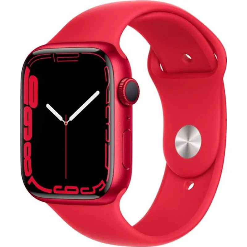 Apple Watch Series 7 (gps) 45mm Vermelho Aluminum Case Com Red Sport Band Mkn93ll/a