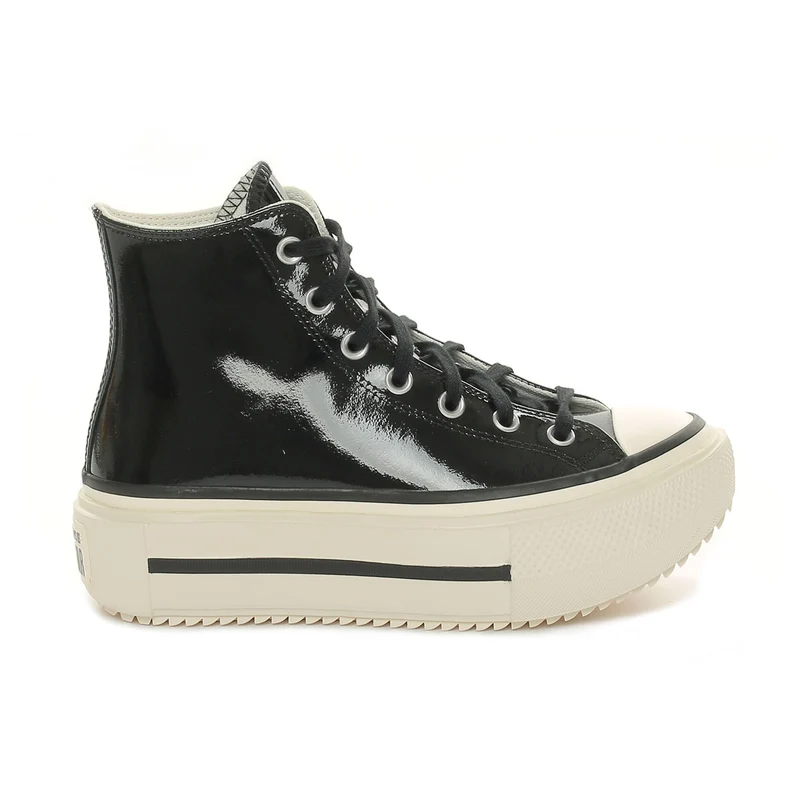 Sneakers Converse Chuck Taylor All Star Lift Double Stack Platform Patent Leather Nero Bianco 37