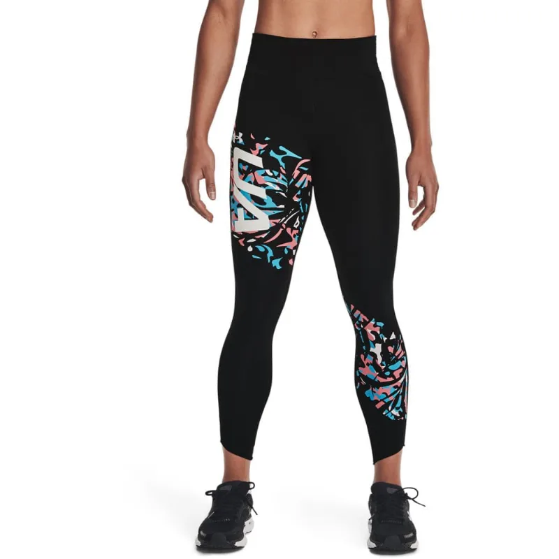 Legging de Corrida Feminina Under Armour Fly Fast Floral 7/8 Tight PP Preto