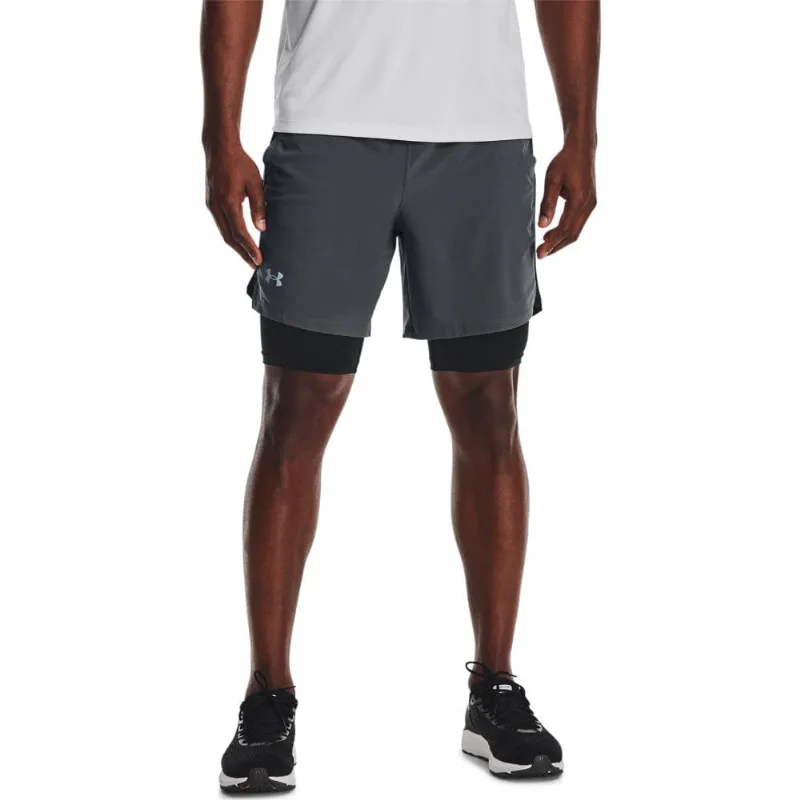 Shorts de Treino Masculino Under Armour Launch 7 2-IN-1 3GG Cinza