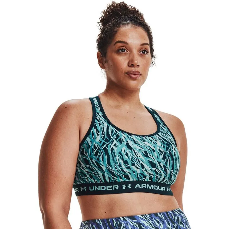 Top de Treino Feminino Under Armour Crossback Mid Print Top de Treino Plus Size Feminino Under Armour Crossback Mid Print 2XG / Azul