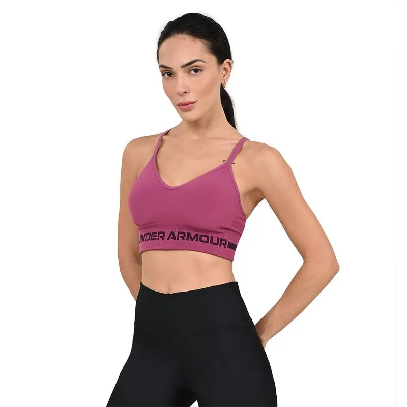 Top de Treino Feminino Under Armour Seamless Low Long Bra M / Roxo