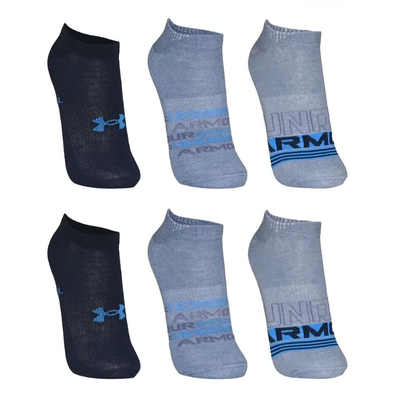 Meia Unissex Under Armour Essentials Invisivel - Pacote com 6 pares 45-49 Azul