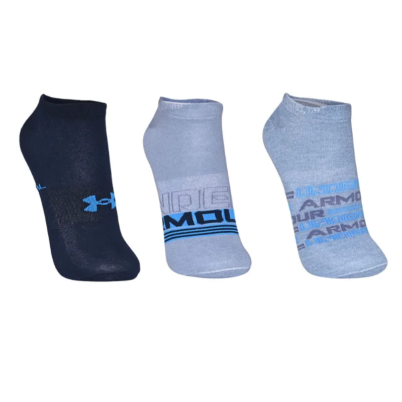 Meia Under Armour Essential Invisivel - Pacote com 3 pares 45-49 Azul