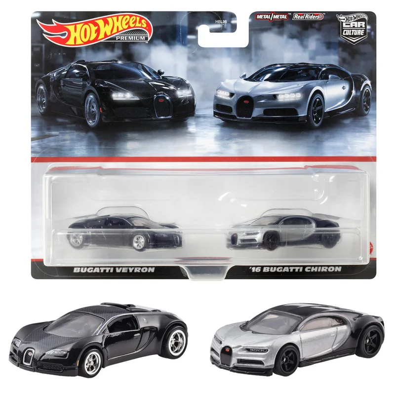 Mattel Hot Wheels HKF52 Premium 2-Pack Bugatti Veyron / '16 Bugatti Chiron NEW