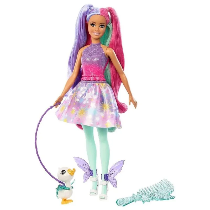 Boneca Toque De Mágica Vestido Roxo Barbie Hlc35
