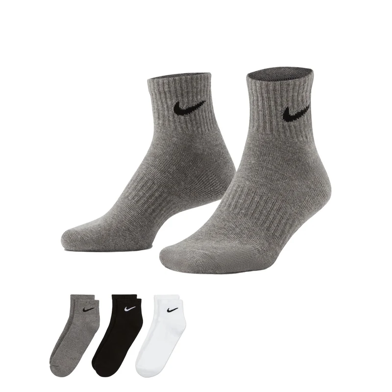 Kit Meia Nike Everyday Cushion Ankle Masculina G / BRANCO-CINZA-PRETO