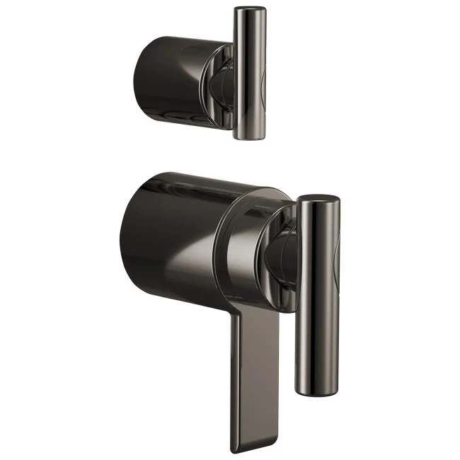 Brizo - Roccesco TempAssure Thermostatic Valve With Integrated Diverter Lever Handle Kit Brilliance Black Onyx