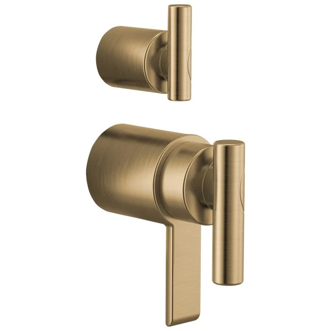 Brizo - Roccesco TempAssure Thermostatic Valve With Integrated Diverter Lever Handle Kit Luxe Gold