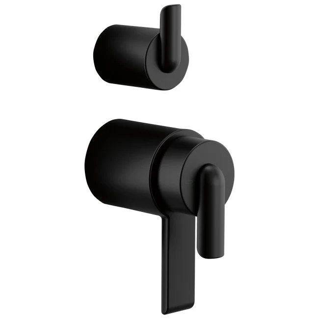Brizo - Roccesco TempAssure Thermostatic Valve With Integrated Diverter Bent Lever Handle Kit Matte Black