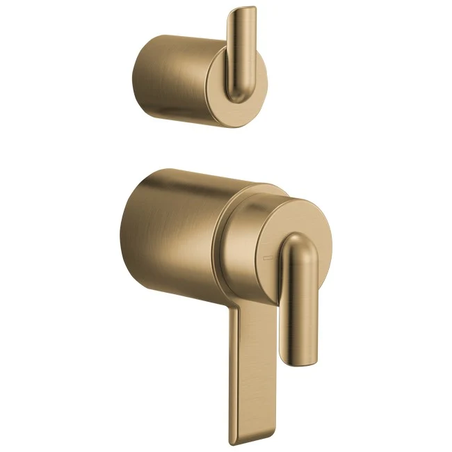 Brizo - Roccesco TempAssure Thermostatic Valve With Integrated Diverter Bent Lever Handle Kit Luxe Gold