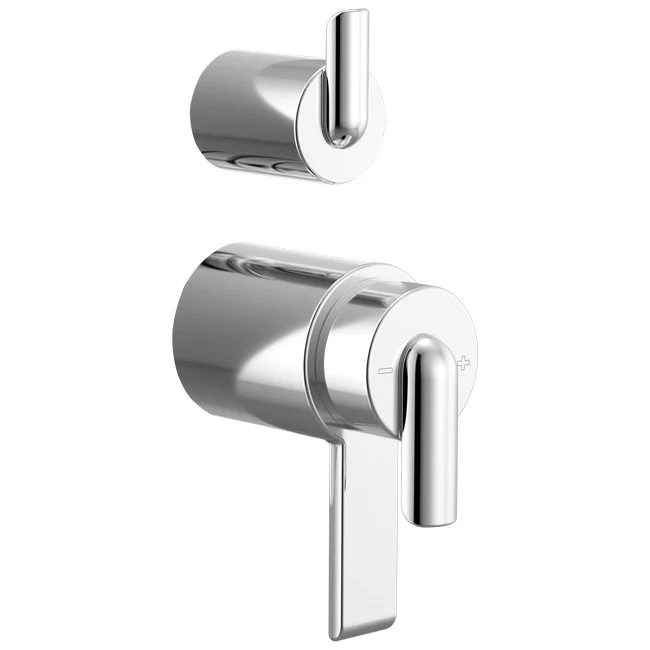 Brizo - Roccesco TempAssure Thermostatic Valve With Integrated Diverter Bent Lever Handle Kit Chrome