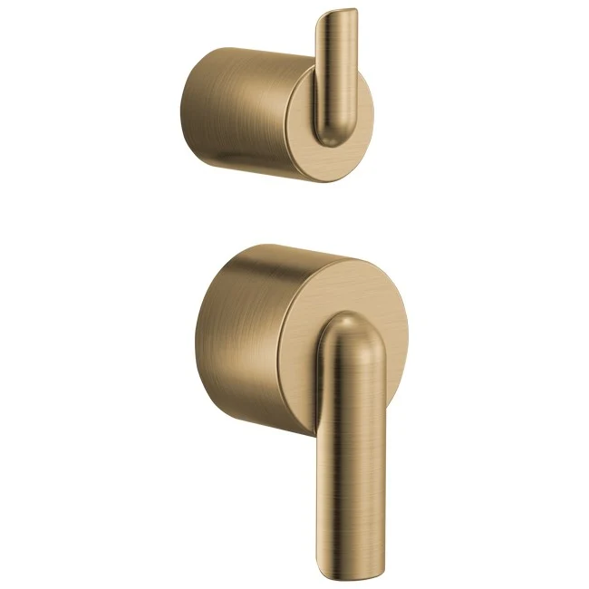 Brizo - Roccesco Pressure Balance Valve with Integrated Diverter Trim Bent Lever Handle Kit Luxe Gold