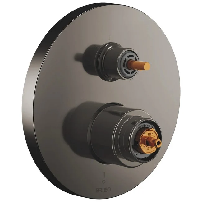 Brizo - Roccesco Pressure Balance Valve with Integrated 3-Function Diverter Trim - Less Handles Brilliance Black Onyx