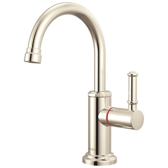 Brizo - Faircroft Instant Hot Faucet with Arc Spout and Coin Edge Lever Handle Polished Nickel