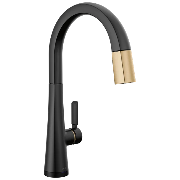 Delta - Monrovia Touch2O Technology Kitchen Faucet With Touchless Technology Matte Black / Champagne Bronze