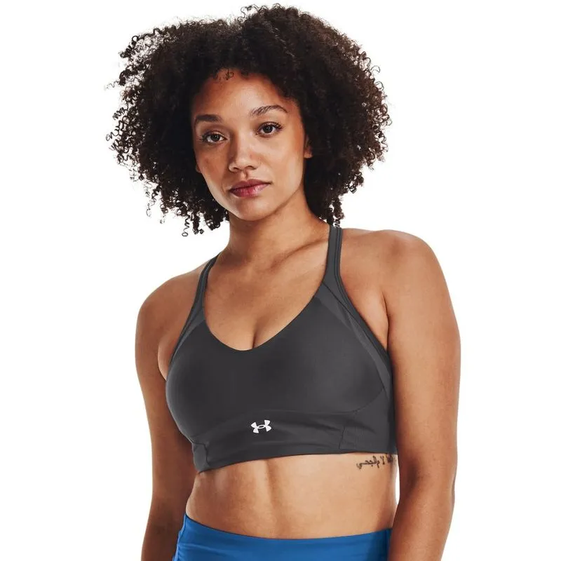 Top de Treino Feminino Under Armour Infinity Mid Rib 2GG Cinza