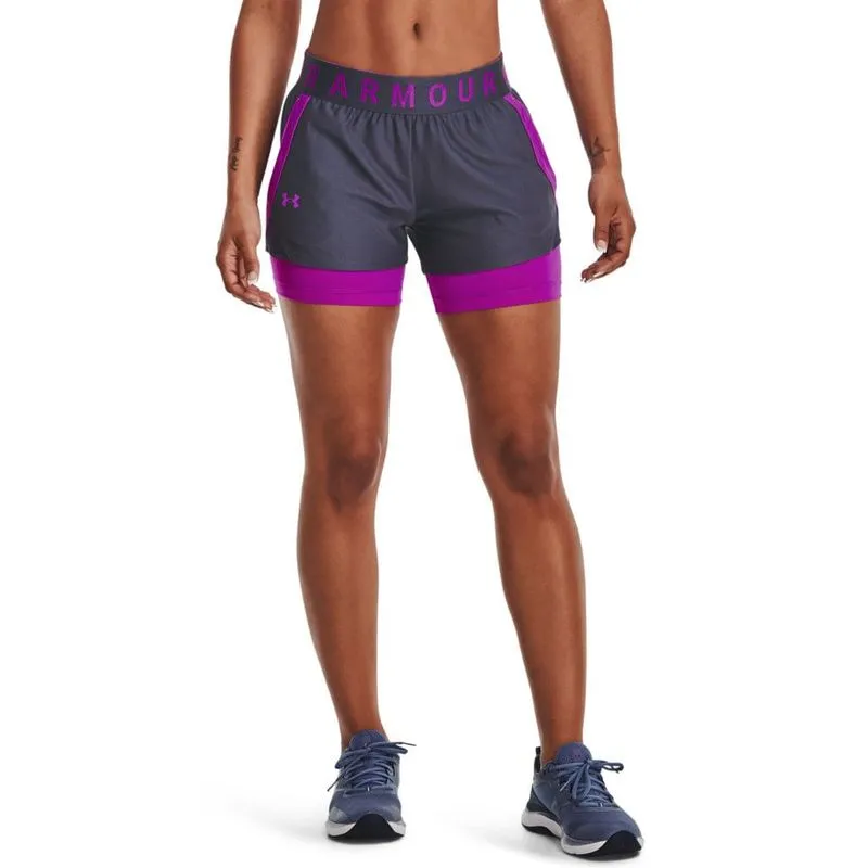 Shorts de Treino Feminino Under Armour Play Up 2 em 1 P / Roxo