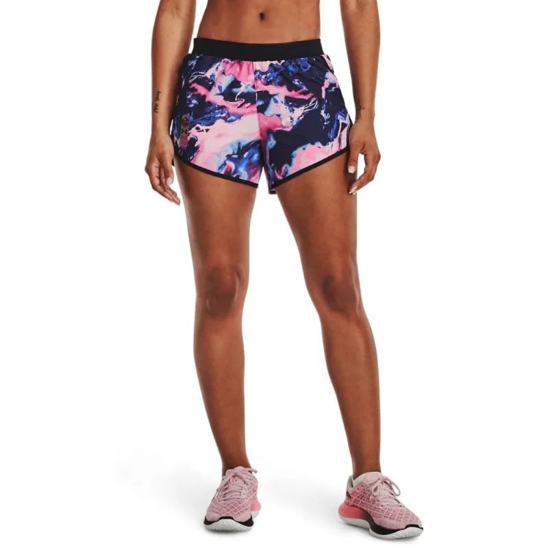 Shorts de Corrida Feminino Under Armour Fly By Anywhere PP Multicolor