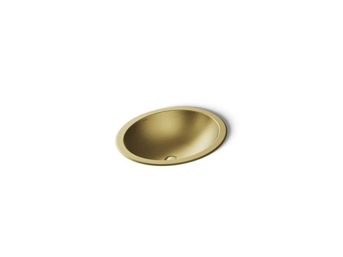 Kohler - Bachata 20 Inch Oval Drop-In/Undermount Bathroom Sink, No Overflow, Luster Finish Vibrant Brushed Moderne Brass